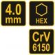 KLUCZ TRZPIENIOWY HEX Z RĘKOJEŚCIĄ 4.0MM -zdjęcie numer 3
