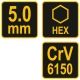 KLUCZ TRZPIENIOWY HEX Z RĘKOJEŚCIĄ 5.0MM -zdjęcie numer 3