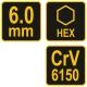 KLUCZ TRZPIENIOWY HEX Z RĘKOJEŚCIĄ 6.0MM -zdjęcie numer 3