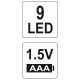 LATARKA ALUMINIOWA, 9 LED, CZARNA -zdjęcie numer 4
