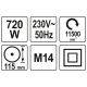 SZLIFIERKA KĄTOWA 720W; 115MM -zdjęcie numer 4