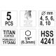 WIERTŁA DO MET 5SZT 4-10MM HEX TYT.POWŁ. -zdjęcie numer 3