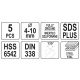 WIERTŁA DO METALU HSS 6542 5SZT SDS PLUS -zdjęcie numer 4