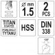 WIERTŁO DO METALU HSS-TiN 1,5 MM - 2 SZT -zdjęcie numer 3