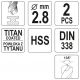 WIERTŁO DO METALU HSS-TiN 2,8 MM - 2 SZT -zdjęcie numer 3