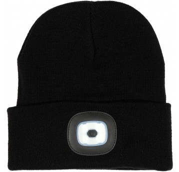 CZAPKA ZIMOWA Z LAMPKĄ LED, CZARNA