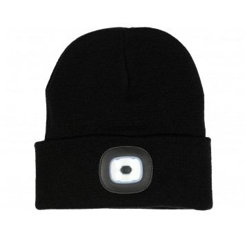 CZAPKA ZIMOWA Z LAMPKĄ LED, CZARNA