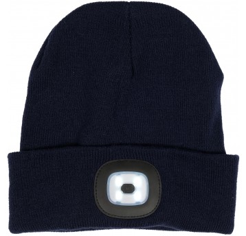 CZAPKA ZIMOWA Z LAMPKĄ LED, GRANATOWA