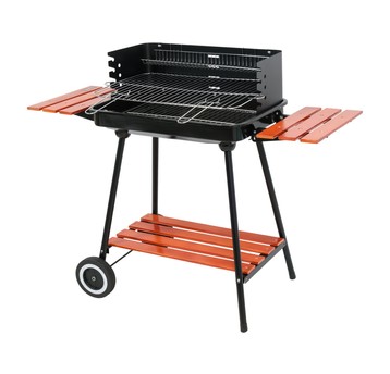GRILL WĘGLOWY Z PÓŁKAMI, RUSZT 53X33CM