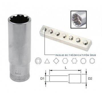 Klucz nasadowy długi SUPER TECH 1/2" 28mm