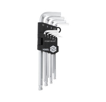 KLUCZE HEX 9CZ. 2-10MM KULISTE Cr-V