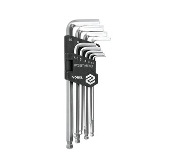 KLUCZE HEX 9CZ. 2,5-10MM KULISTE Cr-V