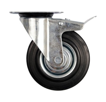 KÓŁKO SKRĘTNE CZARNA GUMA HAMULEC 125MM