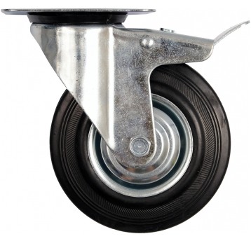 KÓŁKO SKRĘTNE CZARNA GUMA HAMULEC 125MM