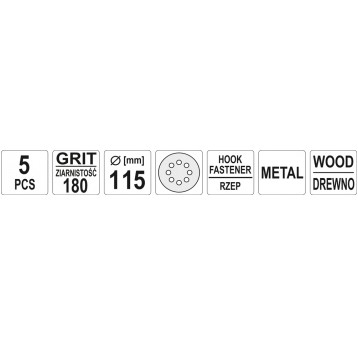 KRĄŻKI ŚCIER RZEP OTWORY 115mm P180 5SZT