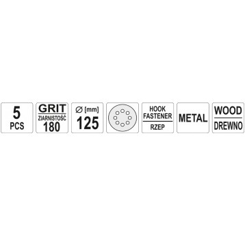 KRĄŻKI ŚCIER RZEP OTWORY 125mm P180 5SZT