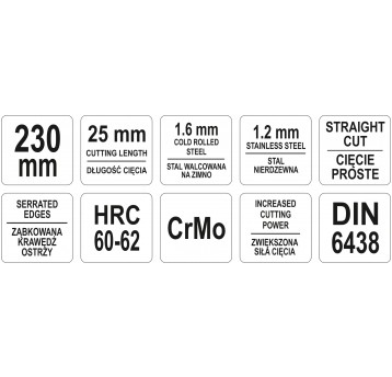 NOŻYCE DO BLACH.2,0MM 230 PR/K.YATO
