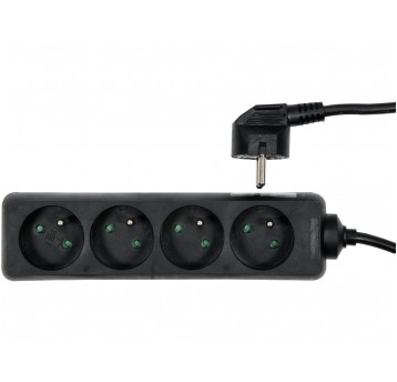 PRZEDŁUŻACZ ELEKTR. 4G Z/U 3M /CZARNY/