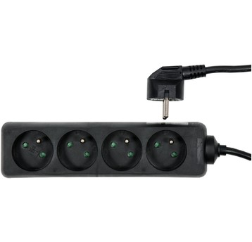 PRZEDŁUŻACZ ELEKTR. 4G Z/U 3M /CZARNY/