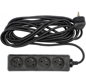 PRZEDŁUŻACZ ELEKTR. 4G Z/U 5M /CZARNY/