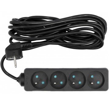 PRZEDŁUŻACZ ELEKTR. 4G Z/U 5M /CZARNY/