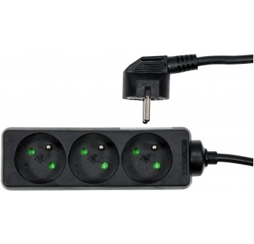PRZEDŁUŻACZ ELEKTR./CZARNY/ 3G Z/U 3M