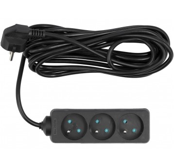 PRZEDŁUŻACZ ELEKTR./CZARNY/ 3G Z/U 5M