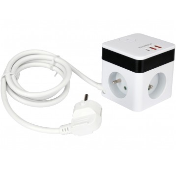 PRZEDŁUŻACZ KOSTKA Z USB 3G Z/U 1,5M