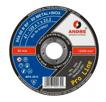 ŚCIERNICA 41 - 125 X 1,0 X 22,23 95A60RBF - 80 MET