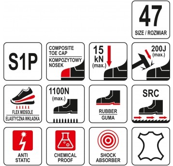 SPORT. PÓŁBUT ROBOCZY PARAD S1P ROZ. 47