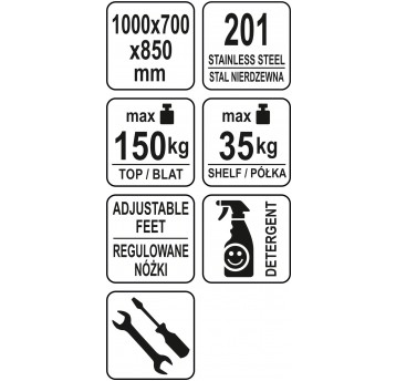 STÓŁ PRZYŚ. SKŁ. Z PÓŁ. 100×70×H85+10cm