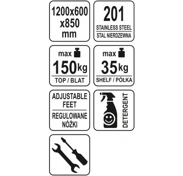 STÓŁ PRZYŚ. SKŁ. Z PÓŁ. 120×60×H85+10cm