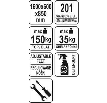 STÓŁ PRZYŚ. SKŁ. Z PÓŁ. 160×60×H85+10cm