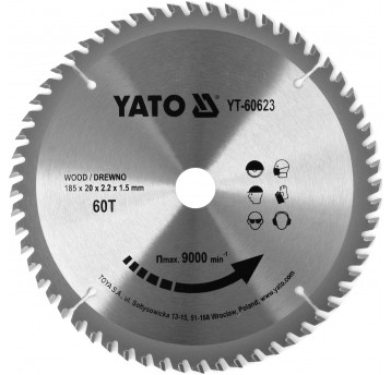 TARCZA TCT DO DREWNA 185X60TX20MM