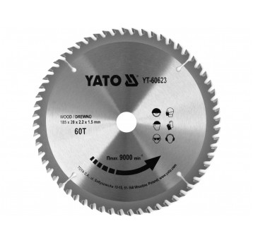 TARCZA TCT DO DREWNA 185X60TX20MM