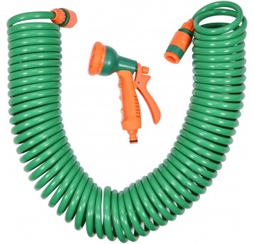 WĄŻ SPIRALNY 15M(ZŁĄCZKA + PISTOLET) FLO