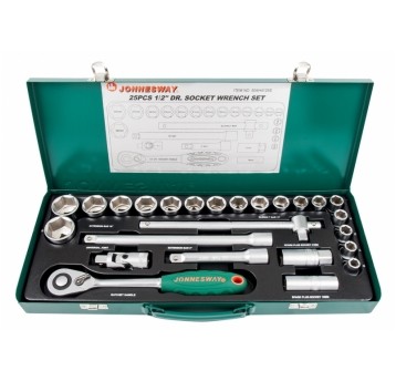 Zestaw 25szt. narzędzi z nasadkami 6-kątnymi 1/2"