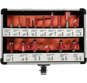 ZESTAW FREZÓW DO DREWNA 15SZT, TRZP.8MM