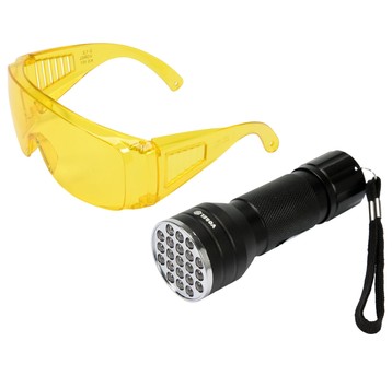 ZESTAW LATARKA UV 21 LED I OKULARY