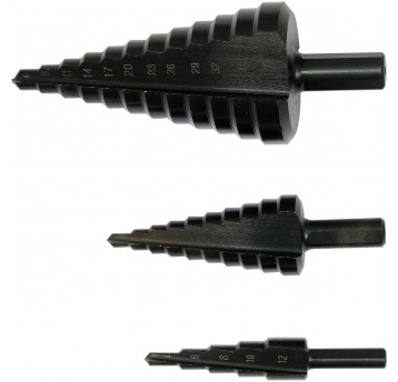 ZESTAW WIERTEŁ STOPNIOWYCH, 3 SZT.